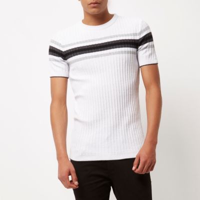 White chest stripe t-shirt